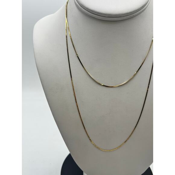 Aurea 585 Unoaerre 14k Italy Singapore Long 35” Chain Link High Shine Necklace. - Picture 2 of 15